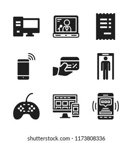 wireless icon. 9 wireless vector icons set. smartphone, scanner and laptop icons for web and design about wireless theme