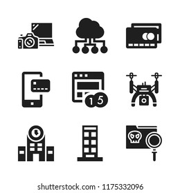 wireless icon. 9 wireless vector icons set. building icon, credit card and internet icons for web and design about wireless theme