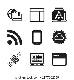 wireless icon. 9 wireless vector icons set. browser, satellite and computer icons for web and design about wireless theme