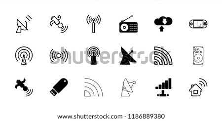 Wireless icon. collection of 18 wireless filled and outline icons such as satellite, signal, download cloud, signal tower. editable wireless icons for web and mobile.