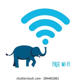 Wireless icon with an elephant. Vector sign.