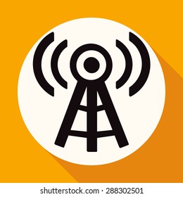 Wireless Icon on white circle with a long shadow