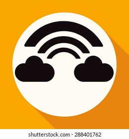 Wireless Icon on white circle with a long shadow