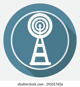 Wireless Icon on white circle with a long shadow