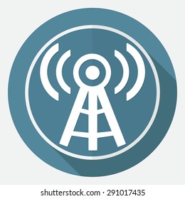 Wireless Icon on white circle with a long shadow