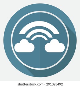 Wireless Icon on white circle with a long shadow