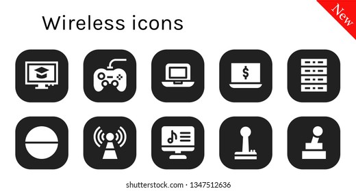 wireless icon set. 10 filled wireless icons.  Simple modern icons about  - Computer, Gamepad, Laptop, Server, Tablet, Signal, Joystick