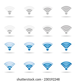 wireless icon set on white background