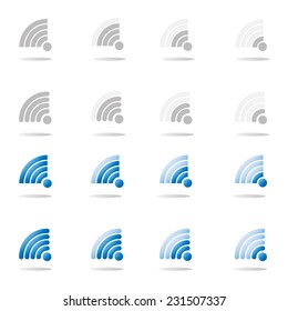 wireless icon set on white background : gray and blue vector