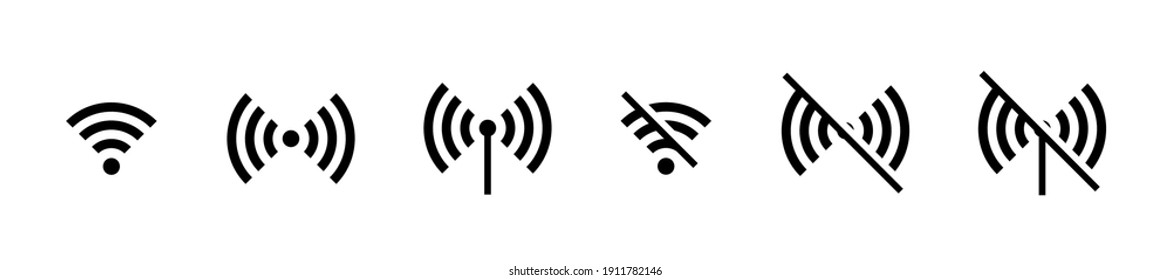 Wireless icon set. Signal indicators. Wifi remote control. Wireless signal icons.  Safety internet technology, data secure. Data secure. Internet broadcast. Signal logo. Wireless communication. EPS 10