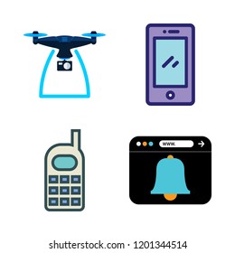 wireless icon set. vector set about drone, mobile phone, smartphone and browser icons set.