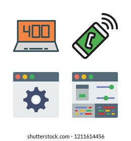 wireless icon set. vector set about smartphone, browser and laptop icons set.