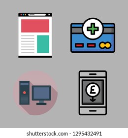 wireless icon set. vector set about credit card, browser, computer and smartphone icons set.