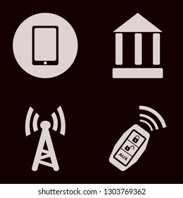wireless icon set with wi fi, car key signal and mobile phone vector illustration