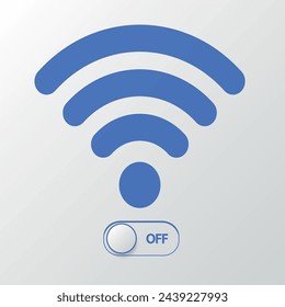 Wireless icon set. Wifi on and of.. Different levels of Wi Fi signal. Vector stock illustration.