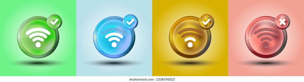 Symbol für drahtlose Verbindungen eingestellt. Symbol für den Internetzugang-Verbindungsstatus Unterschiedliche Stufen des Wi-Fi-Signals. Vektorgrafik