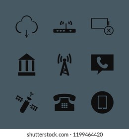 wireless icon. wireless vector icons set bank, home phone, mobile phone and phone