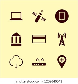 wireless icon. wireless vector icons set bank, router, download and mobile phone