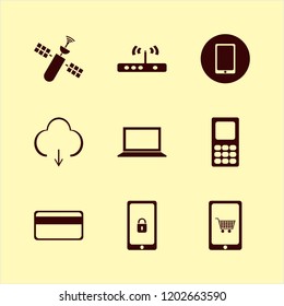 wireless icon. wireless vector icons set satellite, laptop, mobile phone and router