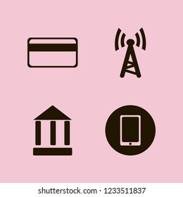 wireless icon. wireless vector icons set bank, mobile phone, wi fi and credit card