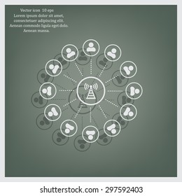 Wireless Icon, vector illustration. Flat design style