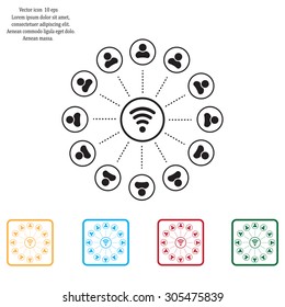 Wireless Icon, vector illustration. Flat design style