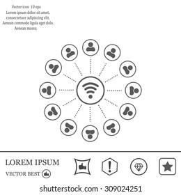 Wireless Icon, vector illustration. Flat design style