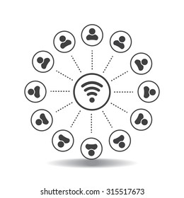 Wireless Icon, vector illustration. Flat design style