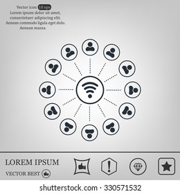 Wireless Icon, vector illustration. Flat design style