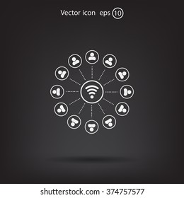 Wireless Icon, vector illustration. Flat design style