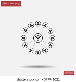 Wireless Icon, vector illustration. Flat design style
