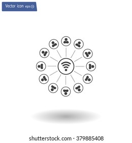 Wireless Icon, vector illustration. Flat design style