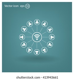 Wireless Icon, vector illustration. Flat design style