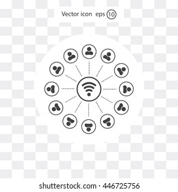 Wireless Icon, vector illustration. Flat design style