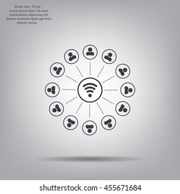 Wireless Icon, vector illustration. Flat design style