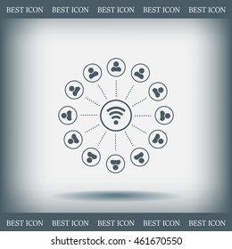 Wireless Icon, vector illustration. Flat design style
