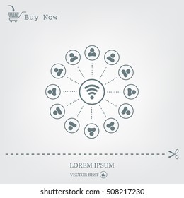 Wireless Icon, vector illustration. Flat design style