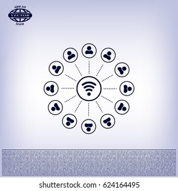 Wireless Icon, vector illustration. Flat design style