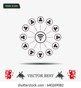 Wireless Icon, vector illustration. Flat design style