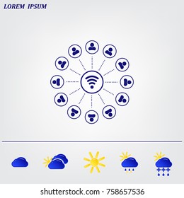 Wireless Icon, vector illustration. Flat design style