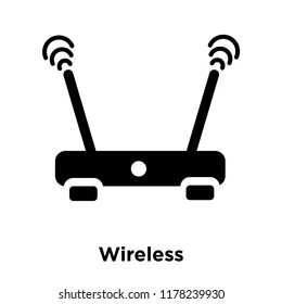 Wireless icon vector isolated on white background, logo concept of Wireless sign on transparent background, filled black symbol
