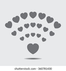 Wireless icon.Pink hearts.Concept vector.