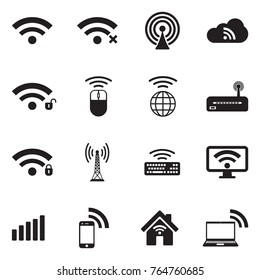 Wireless Icons. Black Flat Design. Vector Illustration. 