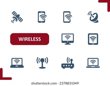 Wireless Icons. Internet, Signal, Technology Icon. Professional, pixel perfect vector icon set.