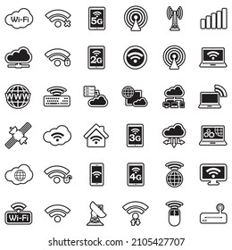 Wireless Icons. Line With Fill Design. Vector Illustration.