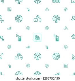 wireless icons pattern seamless white background. Included editable outline opened security lock, wi fi, signal, phone, smart home, satellite icons. wireless icons for web and mobile.