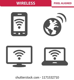 Wireless Icons. Professional, pixel perfect icons, EPS 10 format.