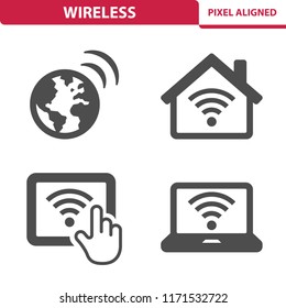 Wireless Icons. Professional, pixel perfect icons, EPS 10 format.