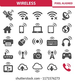 Wireless Icons. Professional, pixel perfect icons, EPS 10 format.