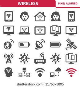 Wireless Icons. Professional, pixel perfect icons, EPS 10 format.